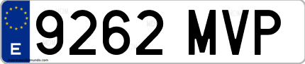 Ejemplo de matrícula de coche ordinaria 9262 MVP