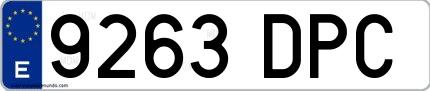 Ejemplo de matrícula española 9263 DPC