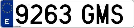 Ejemplo de matrícula española 9263 GMS