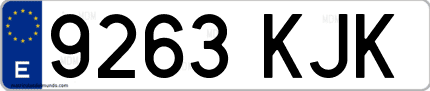 Ejemplo de matrícula de coche ordinaria 9263 KJK