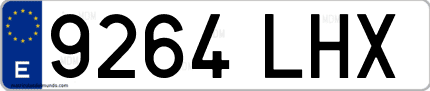 Ejemplo de matrícula de coche ordinaria 9264 LHX
