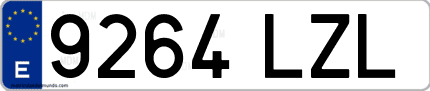 Ejemplo de matrícula de coche ordinaria 9264 LZL