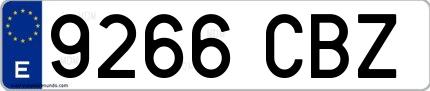 Ejemplo de matrícula española 9266 CBZ