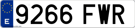 Ejemplo de matrícula de coche ordinaria 9266 FWR