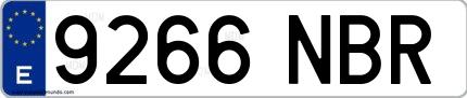 Ejemplo de matrícula española 9266 NBR