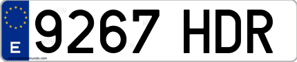 Ejemplo de matrícula de coche ordinaria 9267 HDR