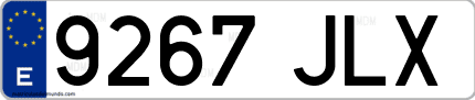 Ejemplo de matrícula de coche ordinaria 9267 JLX