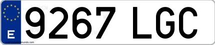 Ejemplo de matrícula española 9267 LGC