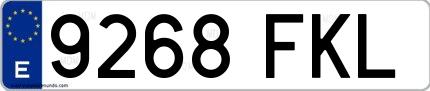 Ejemplo de matrícula española 9268 FKL