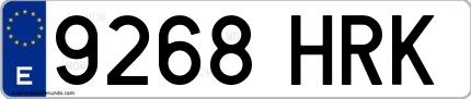 Ejemplo de matrícula española 9268 HRK