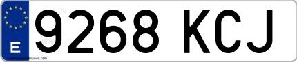 Ejemplo de matrícula española 9268 KCJ