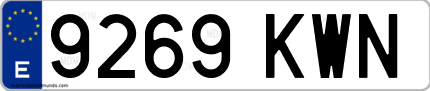 Ejemplo de matrícula de coche ordinaria 9269 KWN