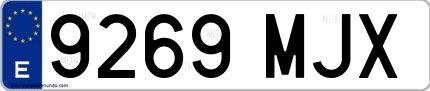 Ejemplo de matrícula española 9269 MJX