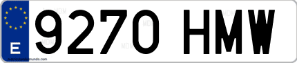 Ejemplo de matrícula de coche ordinaria 9270 HMW