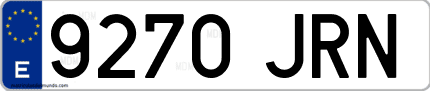 Ejemplo de matrícula de coche ordinaria 9270 JRN