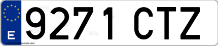 Ejemplo de matrícula de coche ordinaria 9271 CTZ