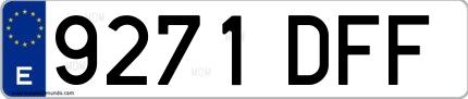 Ejemplo de matrícula española 9271 DFF