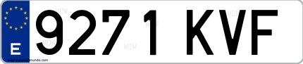 Ejemplo de matrícula española 9271 KVF