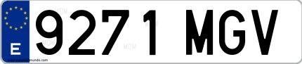 Ejemplo de matrícula española 9271 MGV