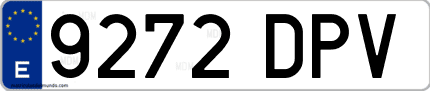 Ejemplo de matrícula de coche ordinaria 9272 DPV