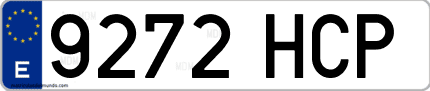 Ejemplo de matrícula de coche ordinaria 9272 HCP