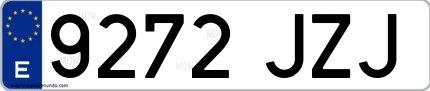 Ejemplo de matrícula española 9272 JZJ