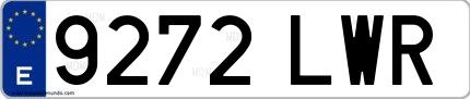 Ejemplo de matrícula española 9272 LWR