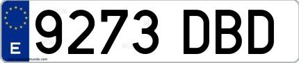 Ejemplo de matrícula española 9273 DBD