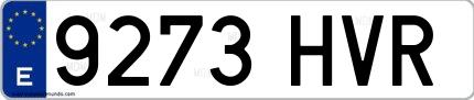 Ejemplo de matrícula española 9273 HVR