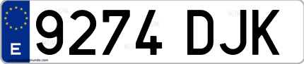 Ejemplo de matrícula de coche ordinaria 9274 DJK