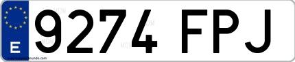 Ejemplo de matrícula española 9274 FPJ