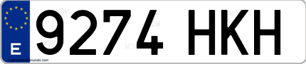 Ejemplo de matrícula de coche ordinaria 9274 HKH