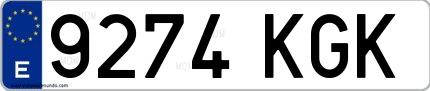 Ejemplo de matrícula española 9274 KGK