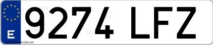 Ejemplo de matrícula española 9274 LFZ