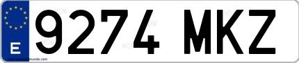 Ejemplo de matrícula española 9274 MKZ