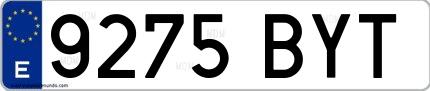 Ejemplo de matrícula española 9275 BYT