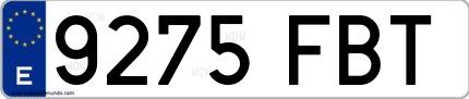 Ejemplo de matrícula española 9275 FBT