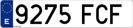 Ejemplo de matrícula de coche ordinaria 9275 FCF