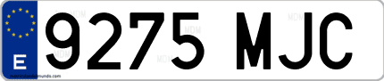 Ejemplo de matrícula de coche ordinaria 9275 MJC