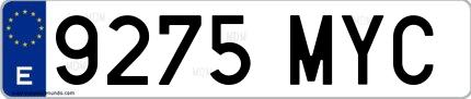 Ejemplo de matrícula española 9275 MYC
