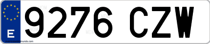 Ejemplo de matrícula de coche ordinaria 9276 CZW
