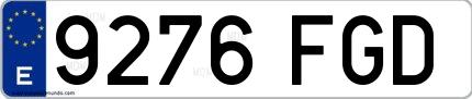 Ejemplo de matrícula española 9276 FGD