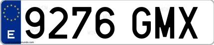 Ejemplo de matrícula española 9276 GMX