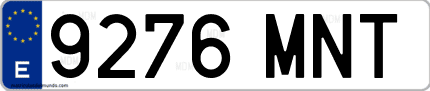 Ejemplo de matrícula de coche ordinaria 9276 MNT