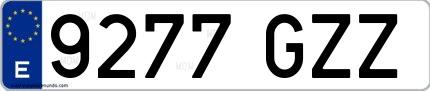 Ejemplo de matrícula española 9277 GZZ