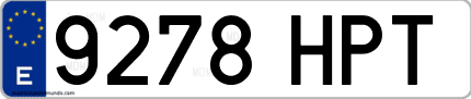 Ejemplo de matrícula de coche ordinaria 9278 HPT