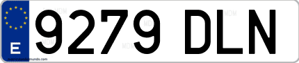 Ejemplo de matrícula de coche ordinaria 9279 DLN