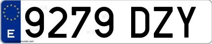 Ejemplo de matrícula española 9279 DZY