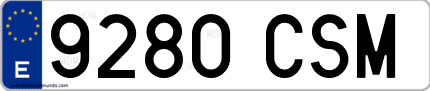 Ejemplo de matrícula de coche ordinaria 9280 CSM