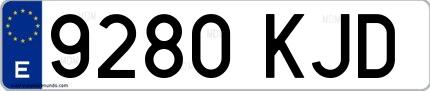 Ejemplo de matrícula española 9280 KJD